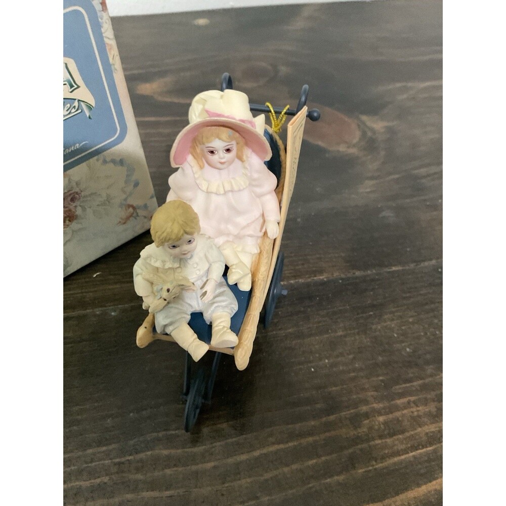 Vintage Jan HargaraRetire Tiny Treasures Figurine May And Joseph’s Cart Buggy II